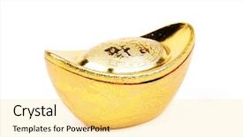  Presentation with events and decoration presentation - PPT layouts enhanced with decoration of chinese gold ingots background and a blonde colored foreground