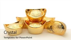  Presentation with white gold - Presentation theme enhanced with decoration of chinese gold ingots background and a yellow colored foreground