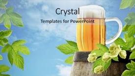  Presentation with events and decoration presentation - Audience pleasing PPT theme consisting of decoration of fresh hop plant backdrop and a light blue colored foreground