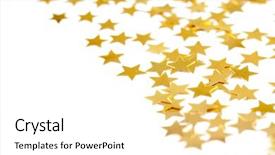  Presentation with golden christmas - PPT theme with decoration of golden confetti star background and a white colored foreground