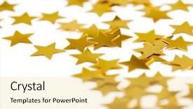  Presentation with gold star - Colorful slides enhanced with decoration of golden confetti star backdrop and a yellow colored foreground