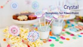  Presentation with kids birthday - Colorful slide deck enhanced with decoration of kids birthday party backdrop and a sky blue colored foreground