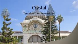  Presentation with elements - Slide deck with decoration of maputo train station background and a light blue colored foreground