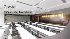  Presentation with lecture hall - Cool new presentation theme with decoration of modern lecture hall backdrop and a light gray colored foreground