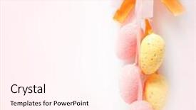  Presentation with purple teal yellow pink and orange - Theme enhanced with decoration pink and yellow egg background and a pink colored foreground