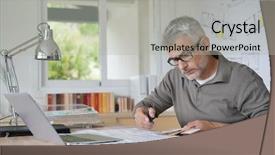  Presentation with project - Presentation featuring decoration sample - designer in office working background and a light gray colored foreground