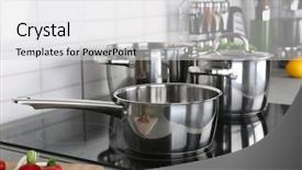  Presentation with cooking utensils - PPT theme having decoration scolaires - utensils for cooking classes background and a light gray colored foreground