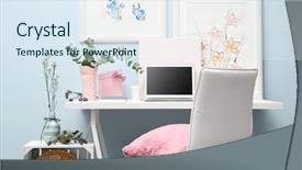  Presentation with workplace - Amazing presentation having decoration scolaires - workplace with laptop on desk backdrop and a sky blue colored foreground