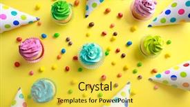  Presentation with st joseph to color - Theme featuring decoration swirl - composition with tasty cupcakes background and a yellow colored foreground