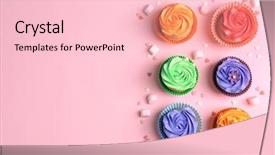  Presentation with cupcakes - Slide deck featuring decoration swirl - tasty cupcakes on color background background and a lemonade colored foreground