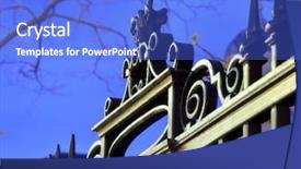 Presentation with iron chemistry - Presentation featuring decoration universit - iron fence detail dusk sky background and a cobalt blue colored foreground