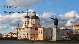  Presentation with russia city - Audience pleasing PPT theme consisting of decoration universit - lenin monument and view street backdrop and a light blue colored foreground