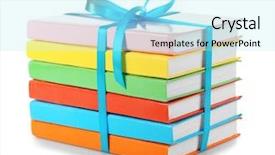  Presentation with stack books - Slides having decoration universit - stack of books with ribbon background and a arctic colored foreground