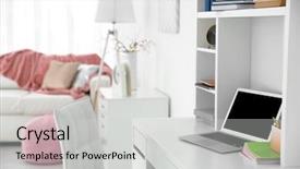  Presentation with decoration - Colorful theme enhanced with decoration universit - student room interior with laptop backdrop and a  colored foreground