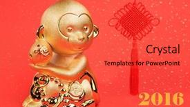  Presentation with chinese new year - Slide set with decoration with gold monkey 2016 background and a red colored foreground
