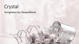  Presentation with silver christmas - Cool new slide set with decoration with metal bucket silvery backdrop and a sky blue colored foreground