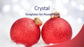  Presentation with christmas balls disco ball - Slide deck having decoration with two red balls background and a sky blue colored foreground