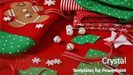  Presentation with gingerbread man - Presentation theme enhanced with decorations and ornaments handmade stocking background and a crimson colored foreground