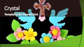  Presentation with black cross - Beautiful presentation theme featuring decorations flowers doves and cross backdrop and a wine colored foreground