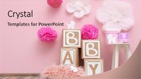  Presentation with baby shower - Colorful presentation enhanced with decorations for baby shower party backdrop and a lemonade colored foreground