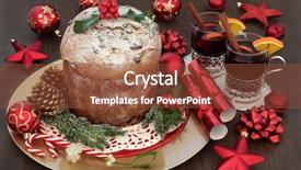  Presentation with christmas chocolate - Slide deck consisting of decorations holly mistletoe fir gold background and a tawny brown colored foreground