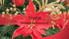  Presentation with christmas tree - Beautiful PPT theme featuring decorations on the christmas tree backdrop and a red colored foreground