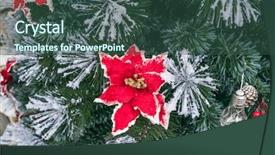  Presentation with christmas lights bulb decoration - Theme featuring decorations on the christmas tree background and a ocean colored foreground