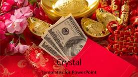  Presentation with elders - Presentation design enhanced with decorations red packet is given background and a  colored foreground