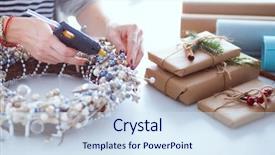  Presentation with christmas lights bulb decoration - Theme consisting of decorations sitting on the desk background and a  colored foreground