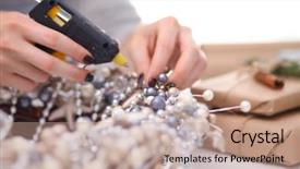  Presentation with christmas lights bulb decoration - PPT theme with decorations sitting on the desk background and a  colored foreground