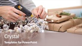  Presentation with islamic decorations decoration and motif - Slides enhanced with decorations sitting on the desk background and a  colored foreground