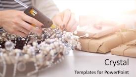  Presentation with accessories - Amazing PPT theme having decorations sitting on the desk backdrop and a  colored foreground