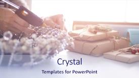  Presentation with accessories - Slide set with decorations sitting on the desk background and a  colored foreground