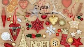  Presentation with traditional wood - Colorful PPT theme enhanced with decorations traditional ornaments holly mistletoe backdrop and a coral colored foreground