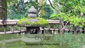  Presentation with ancient japan - Slide deck having decorative-ancient-stone-lantern background and a seafoam green colored foreground