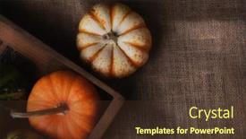  Presentation with autumn wood - Slide set with decorative-autumn-gourds-and-pumpkins background and a tawny brown colored foreground