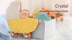  Presentation with cookies - PPT theme having decorative baby cookies in gift background and a lemonade colored foreground