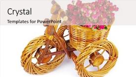  Presentation with flowers vase - Audience pleasing PPT theme consisting of decorative bicycle vase with flowers backdrop and a lemonade colored foreground