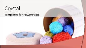  Presentation with yarn - Audience pleasing PPT layouts consisting of decorative box with colorful yarn for knitting isolated on white backdrop and a white colored foreground