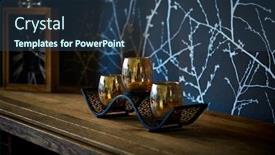  Presentation with room interior design - PPT theme featuring decorative-candlestick-on-wooden-surface background and a ocean colored foreground