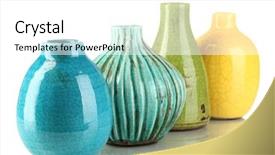  Presentation with ceramic ware - Presentation theme having decorative ceramic vases isolated background and a white colored foreground