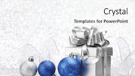  Presentation with silver christmas - Slide deck featuring decorative christmas balls and gift on silver bokeh background background and a white colored foreground
