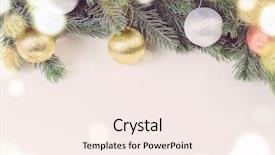  Presentation with christmas balls disco ball - Colorful slide set enhanced with christmas balls with fir tree backdrop and a sky blue colored foreground