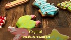  Presentation with gingerbread man - Cool new slide deck with decorative-christmas-cookies-background backdrop and a tawny brown colored foreground
