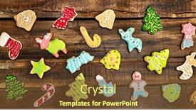  Presentation with gingerbread man - PPT theme enhanced with decorative-christmas-cookies-background background and a tawny brown colored foreground