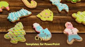  Presentation with gingerbread man - Presentation theme featuring decorative-christmas-cookies-background background and a tawny brown colored foreground