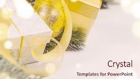 Presentation with white christmas - Amazing presentation design having decorative-christmas-gift-boxes backdrop and a lemonade colored foreground