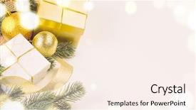  Presentation with white christmas - PPT layouts enhanced with decorative-christmas-gift-boxes background and a sky blue colored foreground