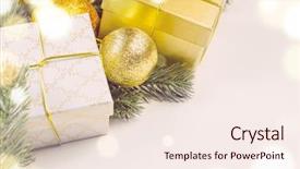  Presentation with white christmas - Cool new slide set with decorative-christmas-gift-boxes backdrop and a sky blue colored foreground