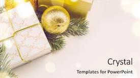  Presentation with white christmas - Presentation design consisting of decorative-christmas-gift-boxes and a sky blue colored foreground